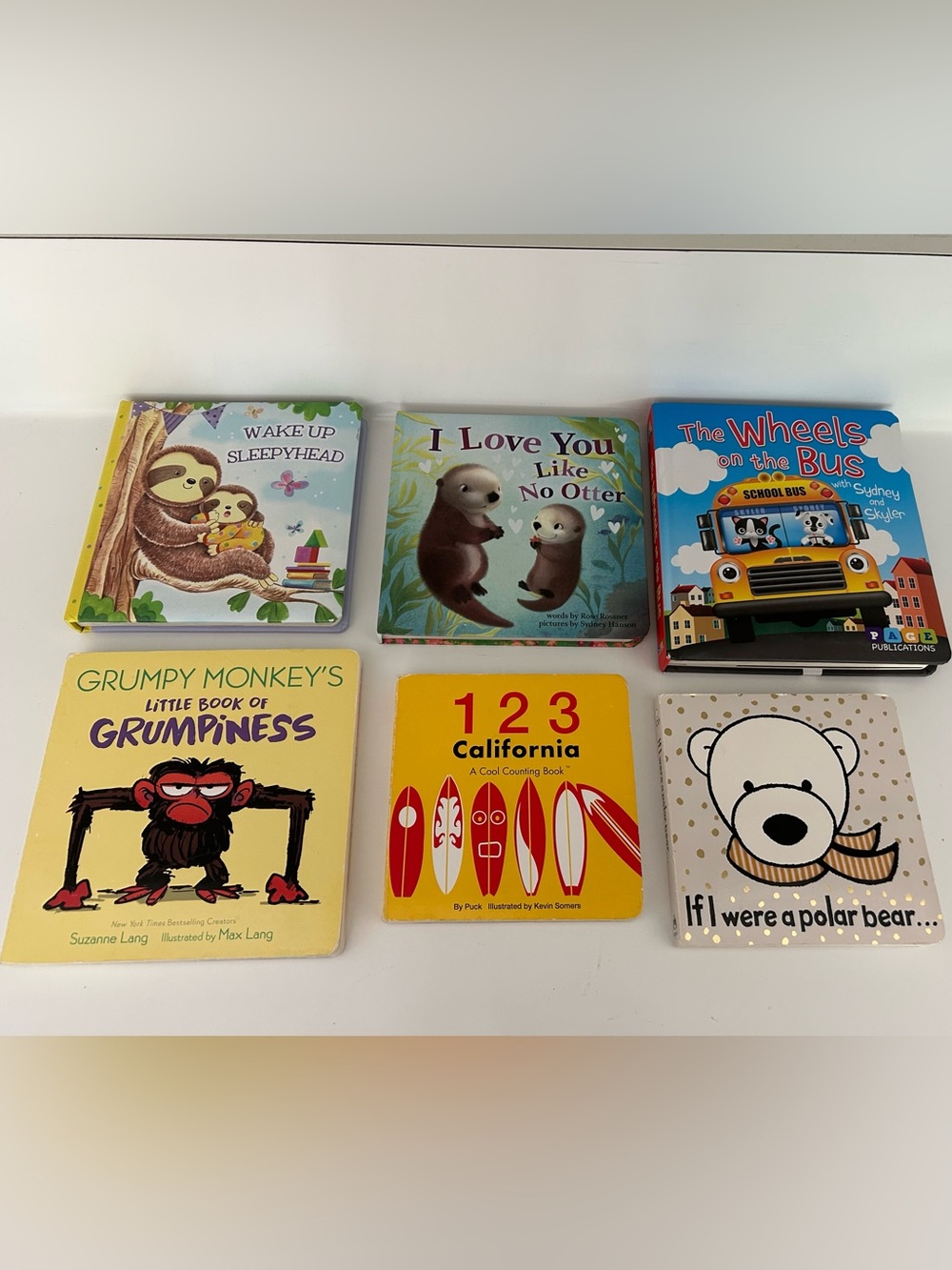 Baby Book Lot of 6 - Sloth, Otter, Bus, Monkey, Counting, Polar Bear Board Books